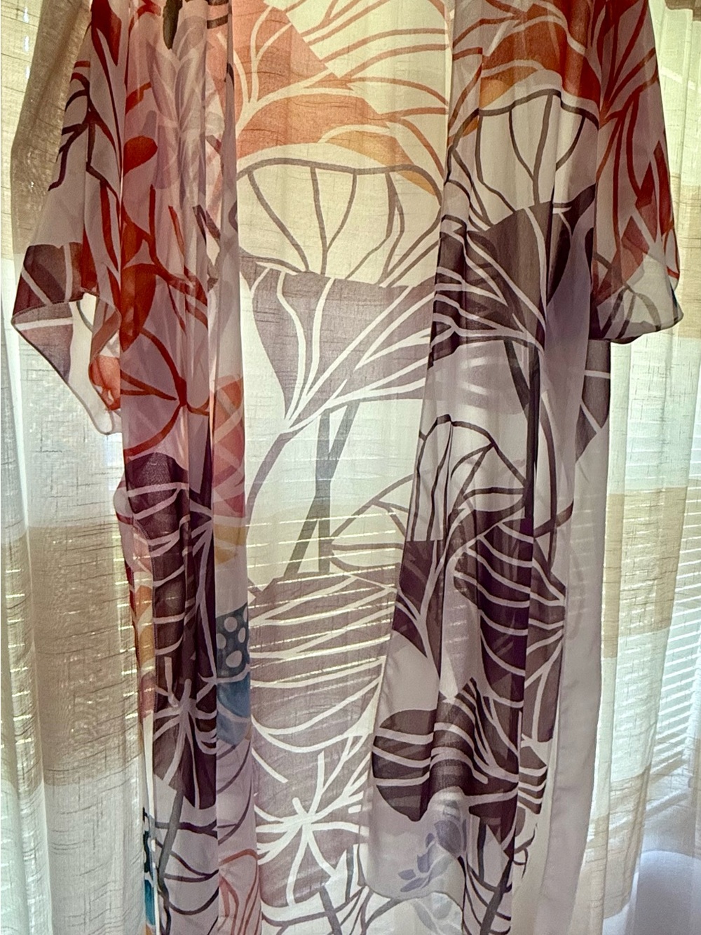 Sheer Tropical Leaf Panel - Multicolor
